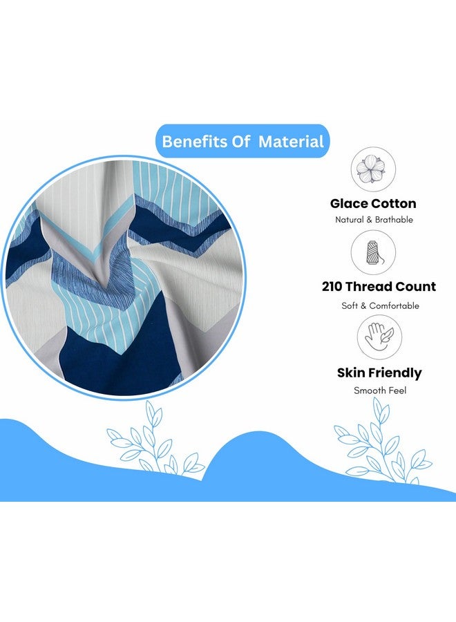 RD TREND تقدم شراشف سرير فاخرة من قطن جليسي سوبر ناعم 210 TC بحواف مرنة 360° بحجم كوين (78X60X8 بوصة) مع 2 غطاء وسادة، لون-أزرق مخطط - Image 4