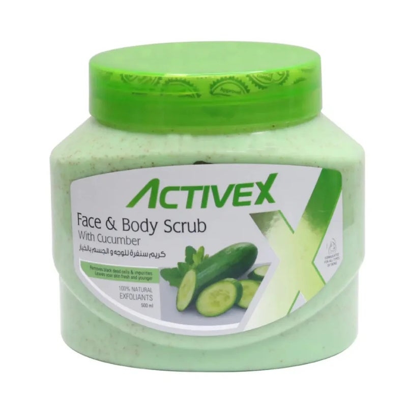 ActiveX Face And Body Scrub With Cucumber 100% Natural Exfoliants- 500ml