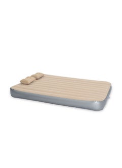 Premium Air Bed with Integrated Pillow and Pump Beige and Grey 25 x 152 x 203 cm GF64735