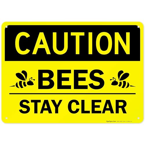 Sigo Signs Caution Bees Stay Clear Sign, 10x14 Inches, Rust Free .040 Aluminum, Fade Resistant, Made in USA by Sigo Signs - Image 1