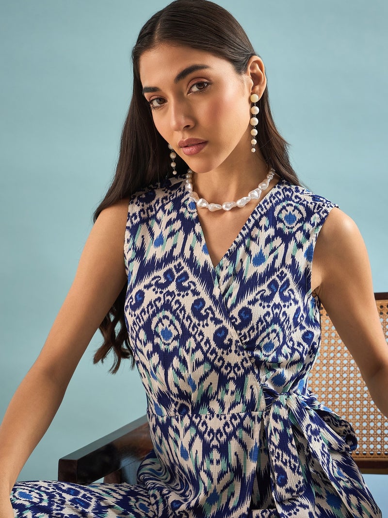 بانيت طقم متناسق (Co-ord Set) من السيرساكر (Seersucker) - أزرق وأبيض - Image 3