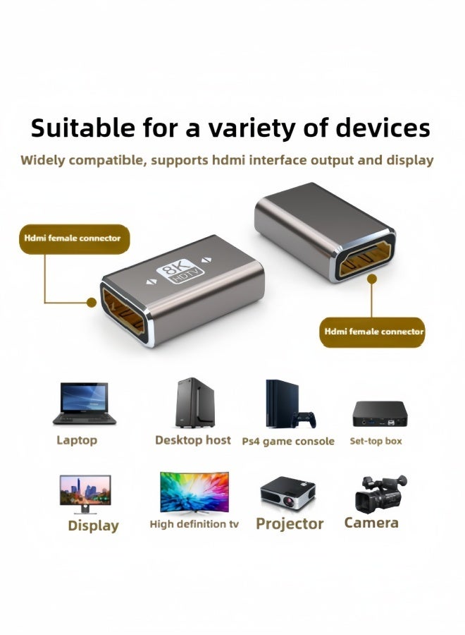 الصفحة الرئيسية مقرنة HDMI 2.1 أنثى إلى أنثى، عبوة من قطعتين، تدعم 8K@60Hz / 4K@120Hz، 3D، HDR، ARC لأجهزة الكمبيوتر المحمول، الكمبيوتر الشخصي، الشاشة، تلفزيون Roku، Xbox، PS4 - Image 2