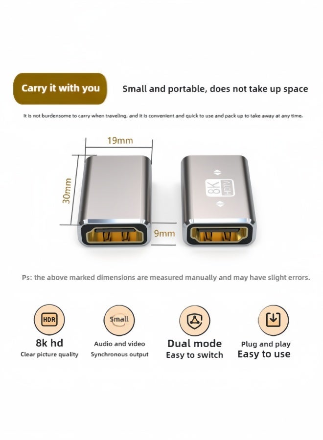 الصفحة الرئيسية مقرنة HDMI 2.1 أنثى إلى أنثى، عبوة من قطعتين، تدعم 8K@60Hz / 4K@120Hz، 3D، HDR، ARC لأجهزة الكمبيوتر المحمول، الكمبيوتر الشخصي، الشاشة، تلفزيون Roku، Xbox، PS4 - Image 3