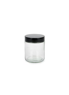 Vivaplex Vivaplex, Clear, 8 ounce, Round Glass Jars, with Black Lids - 8 pack  - Image 5