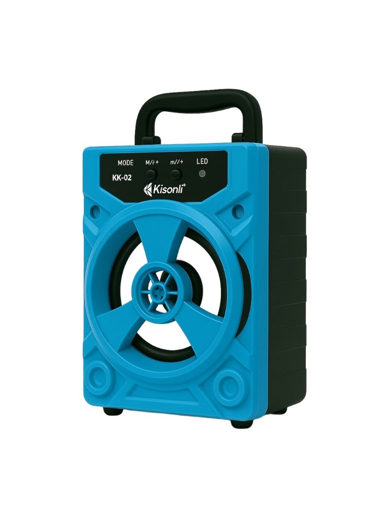 Kisonli KK-02 Portable Bluetooth Speaker – High-Quality Sound – 3W Output – 800mAh Battery – Supports USB, TF, and AUX – BLUE - Image 1