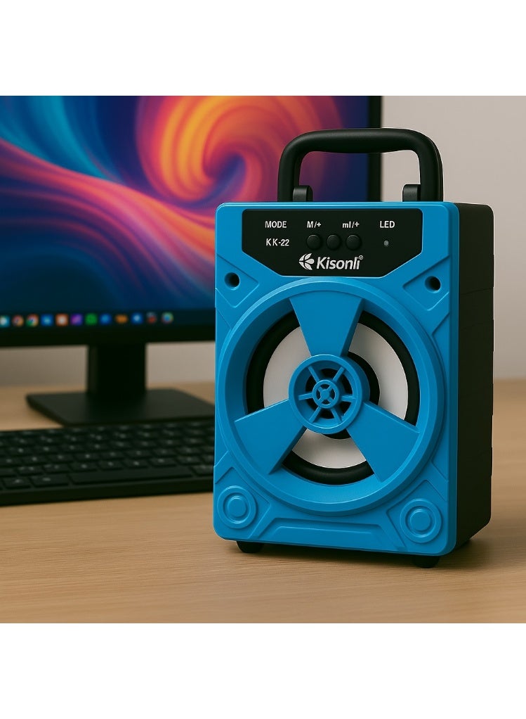 Kisonli KK-02 Portable Bluetooth Speaker – High-Quality Sound – 3W Output – 800mAh Battery – Supports USB, TF, and AUX – BLUE - Image 5