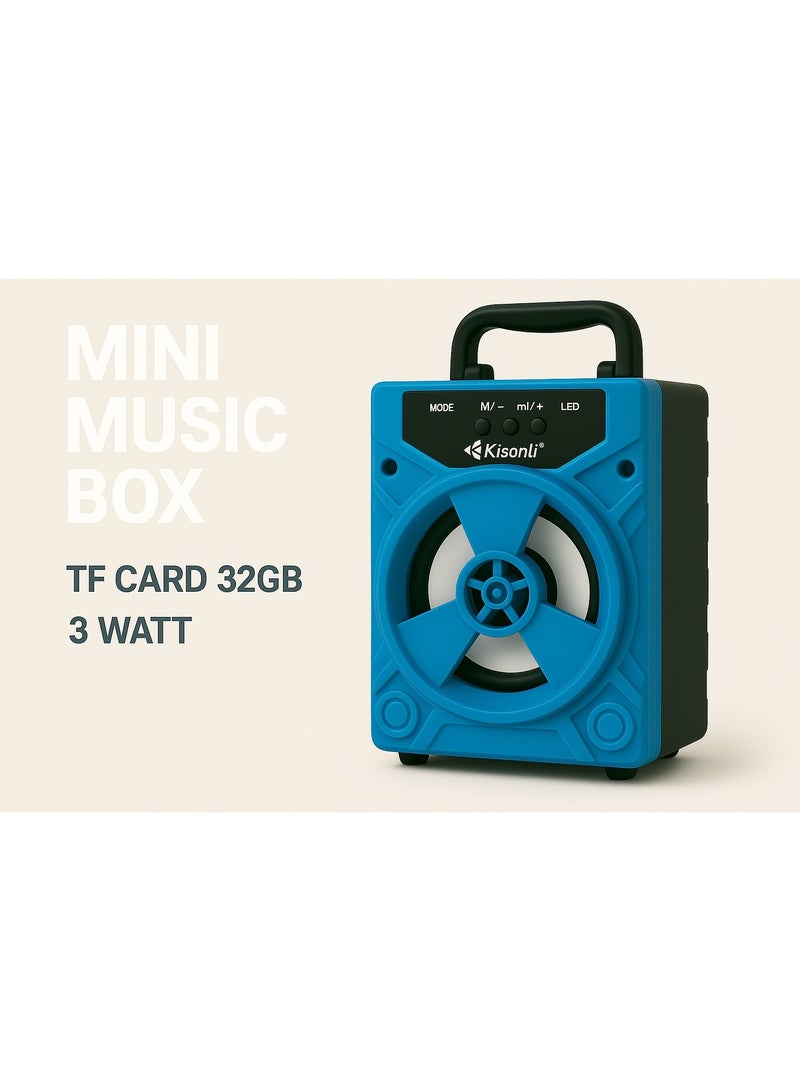 Kisonli KK-02 Portable Bluetooth Speaker – High-Quality Sound – 3W Output – 800mAh Battery – Supports USB, TF, and AUX – BLUE - Image 3