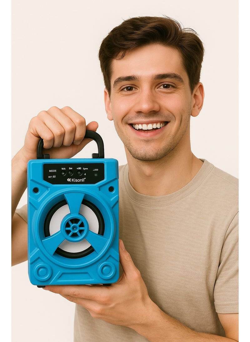 Kisonli KK-02 Portable Bluetooth Speaker – High-Quality Sound – 3W Output – 800mAh Battery – Supports USB, TF, and AUX – BLUE - Image 4