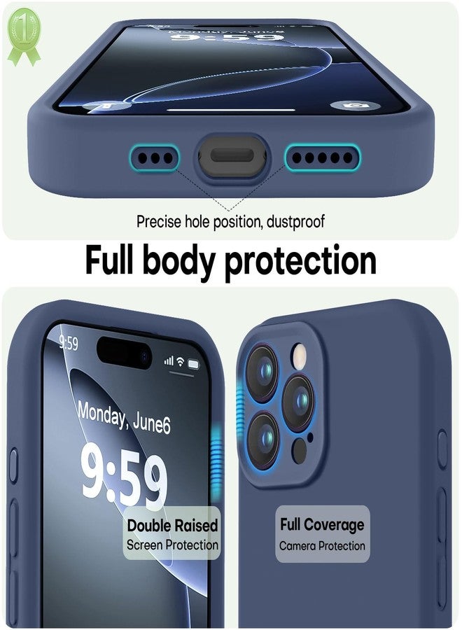 LOVE 3000 جراب LOVE 3000 مصمم خصيصًا لهاتف iPhone 16 Pro، مصنوع من السيليكون الفاخر مع بطانة ناعمة من الألياف الدقيقة المقاومة للخدش، جراب واقٍ مقاوم للصدمات مناسب للرجال والنساء والفتيات، مقاس 6.3 بوصة، باللون الأزرق الداكن - Image 3