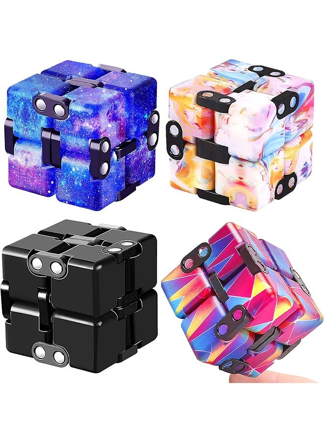 4Pcs Infinity Cube Toy Stress Relieving Game for Kids and Adults, Cute Mini Unique Gadget Anxiety Relief Kill Time Magic Puzzle Flip ADD ADHD OCD - Image 1