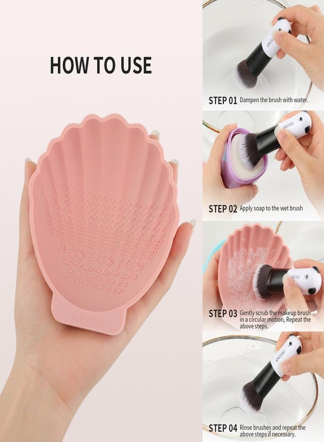 docolor Silicone Makeup Brush Cleaner Mat Shell shape make up brush cleaner pad Big Size, Makeup Brush Cleaning Mat, Brushes Cleaning Tool, Portable Washing Tool for Makeup Cosmetic Brushes - Image 4