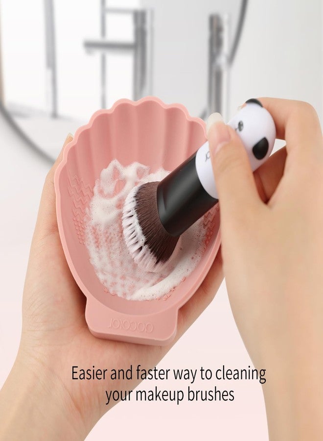 docolor Silicone Makeup Brush Cleaner Mat Shell shape make up brush cleaner pad Big Size, Makeup Brush Cleaning Mat, Brushes Cleaning Tool, Portable Washing Tool for Makeup Cosmetic Brushes - Image 5