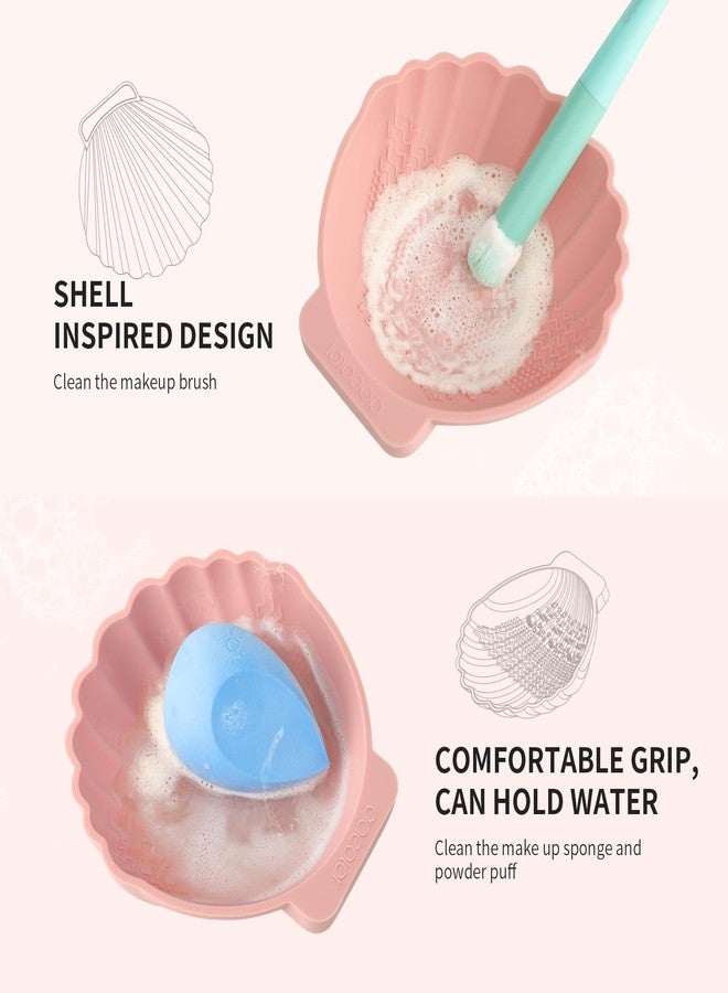 docolor Silicone Makeup Brush Cleaner Mat Shell shape make up brush cleaner pad Big Size, Makeup Brush Cleaning Mat, Brushes Cleaning Tool, Portable Washing Tool for Makeup Cosmetic Brushes - Image 3