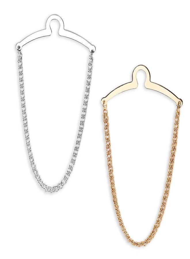 Notoke 2 Packs Tie Chain for Men - Fashion Necktie Clips and Chains, Men’s Accessories with Ring Clasps for Suits, Neckties, Vests & Trousers - Elegant Tie Pins and Tacks for Business and Wedding Wear - Image 1