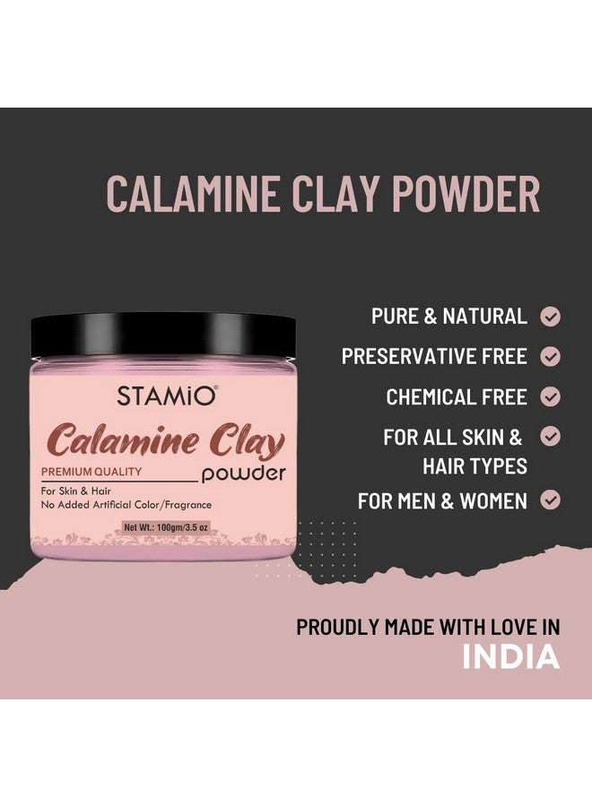 STAMIO Calamine Clay Powder 100 Gm For Face Pack Skin Care Hair Mask Diy Pure And Natural Chemical Free Men & Women In Jar 3.53 Oz - Image 2