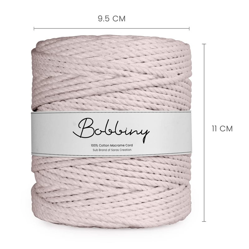 Bobbiny 3 Ply Twisted Macrame Cotton Cord Dori Roll Packaging Thread for Macrame DIY and Other Projects Powder Pink 4mm100 Meter - Image 4