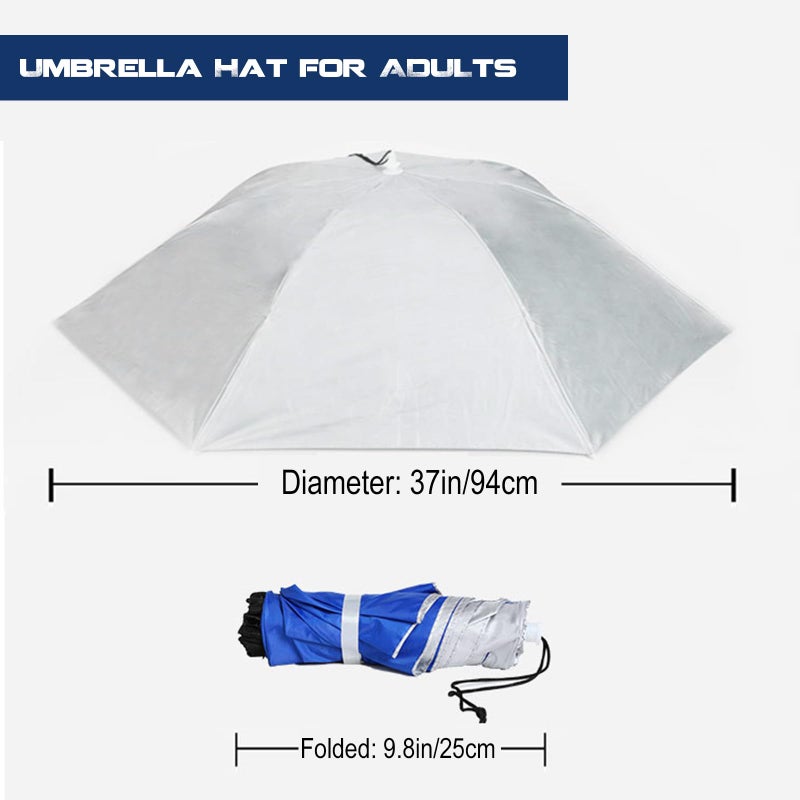 MUFEKUM 37in Hands-Free Umbrella Hat for Adult, Waterproof Sun Rain UV Shield Protection Outdoor Umbrella Cap, Lightweight Portable Design for Hiking, Fishing, Beach, Gardening - Image 2
