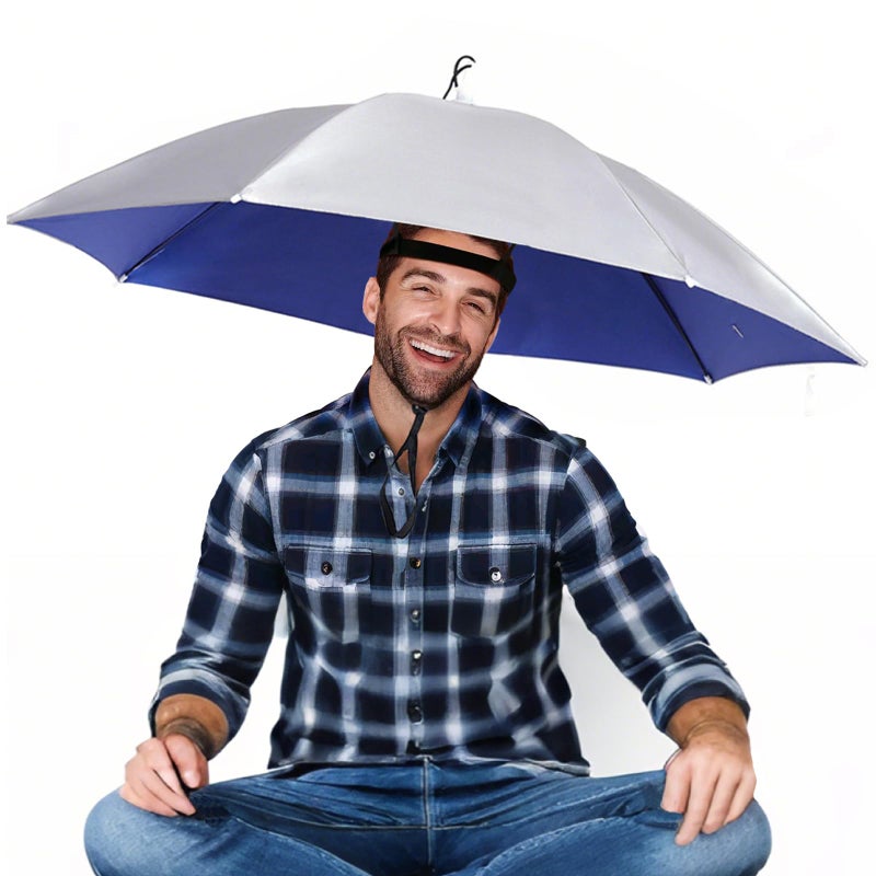 MUFEKUM 37in Hands-Free Umbrella Hat for Adult, Waterproof Sun Rain UV Shield Protection Outdoor Umbrella Cap, Lightweight Portable Design for Hiking, Fishing, Beach, Gardening - Image 1