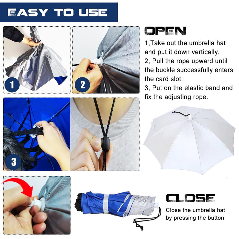 MUFEKUM 37in Hands-Free Umbrella Hat for Adult, Waterproof Sun Rain UV Shield Protection Outdoor Umbrella Cap, Lightweight Portable Design for Hiking, Fishing, Beach, Gardening - Image 4