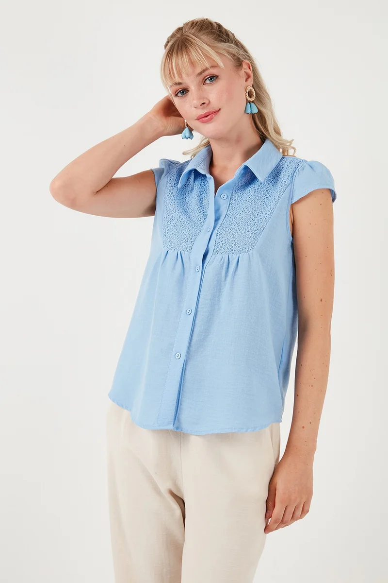 Lela Lace Detailed Short Sleeve Regular Fit Shirt Women's Shirt 611GO0215