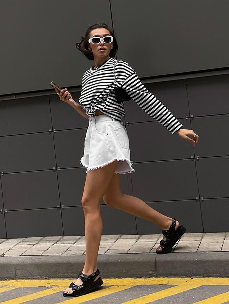 Classic Black And White Striped Long-Sleeved T-Shirt Knitted Base Shirt Women'S 2025 Loose Casual Commuting All-Match - Image 5