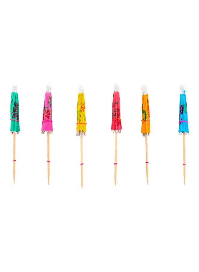 Restaurantware 4 Inch Umbrella Cocktail Picks, 1000 Assorted Colors Paper Umbrellas For Drinks - Disposable, Tropical Print, 7 Colors Bamboo Tiki Cocktail Umbrellas, For Cocktails Or Crafts - Image 1