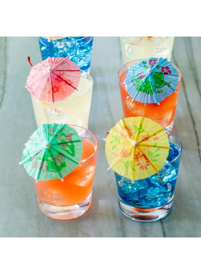 Restaurantware 4 Inch Umbrella Cocktail Picks, 1000 Assorted Colors Paper Umbrellas For Drinks - Disposable, Tropical Print, 7 Colors Bamboo Tiki Cocktail Umbrellas, For Cocktails Or Crafts - Image 3