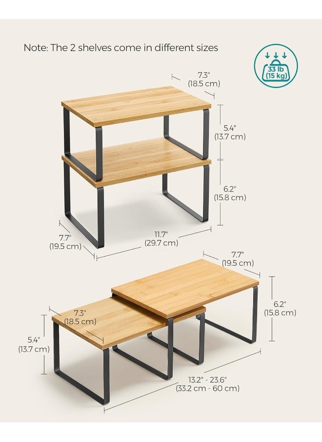 Cabinet Organizer Shelf, Set of 2 Kitchen Counter Shelves, Stackable, Expandable, Metal and Engineered Wood, Black and Natural - pzsku/Z7641C743F95AAB9EFDEDZ/45/_/1722071739/ec90960d-3952-4ea1-bbfc-b309c5ceb43b