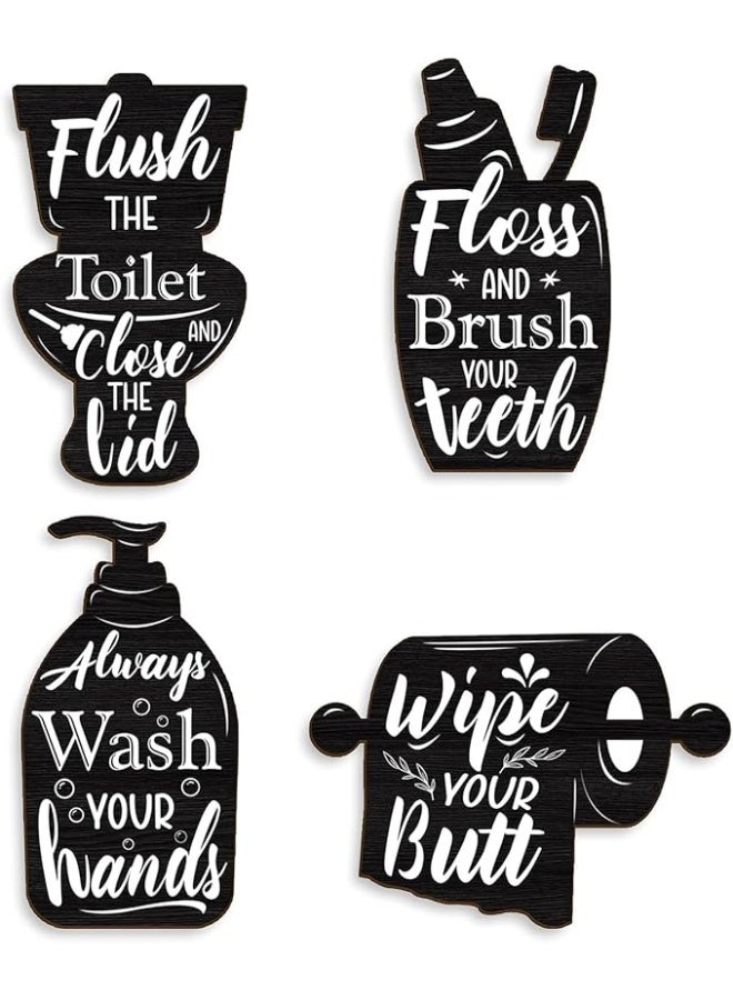 MIRFA Wooden Wall Art With Self Adhesive Base - Black (Toilet Activities) - Image 1