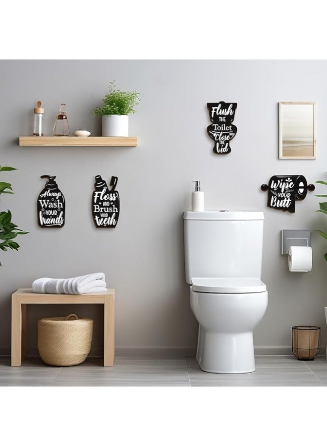 MIRFA Wooden Wall Art With Self Adhesive Base - Black (Toilet Activities) - Image 4