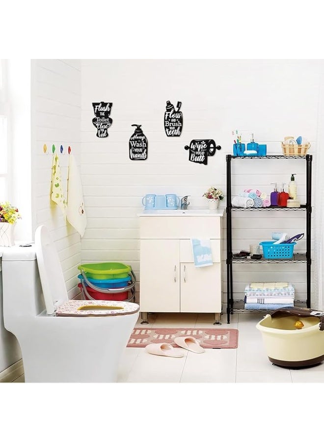 MIRFA Wooden Wall Art With Self Adhesive Base - Black (Toilet Activities) - Image 5