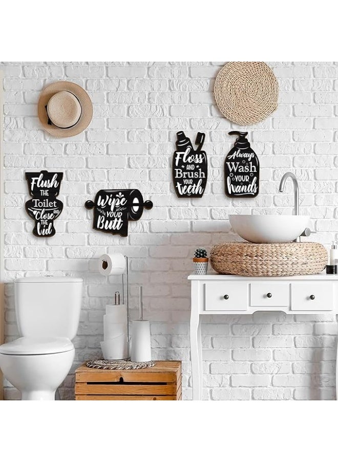 MIRFA Wooden Wall Art With Self Adhesive Base - Black (Toilet Activities) - Image 2