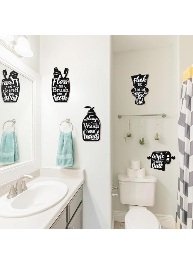 MIRFA Wooden Wall Art With Self Adhesive Base - Black (Toilet Activities) - Image 3