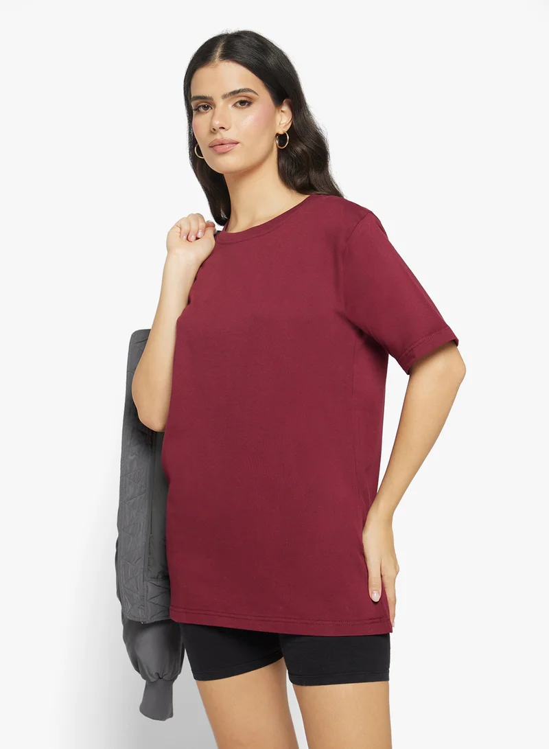 Ginger Basics Cotton Oversize Crew Neck T-shirt