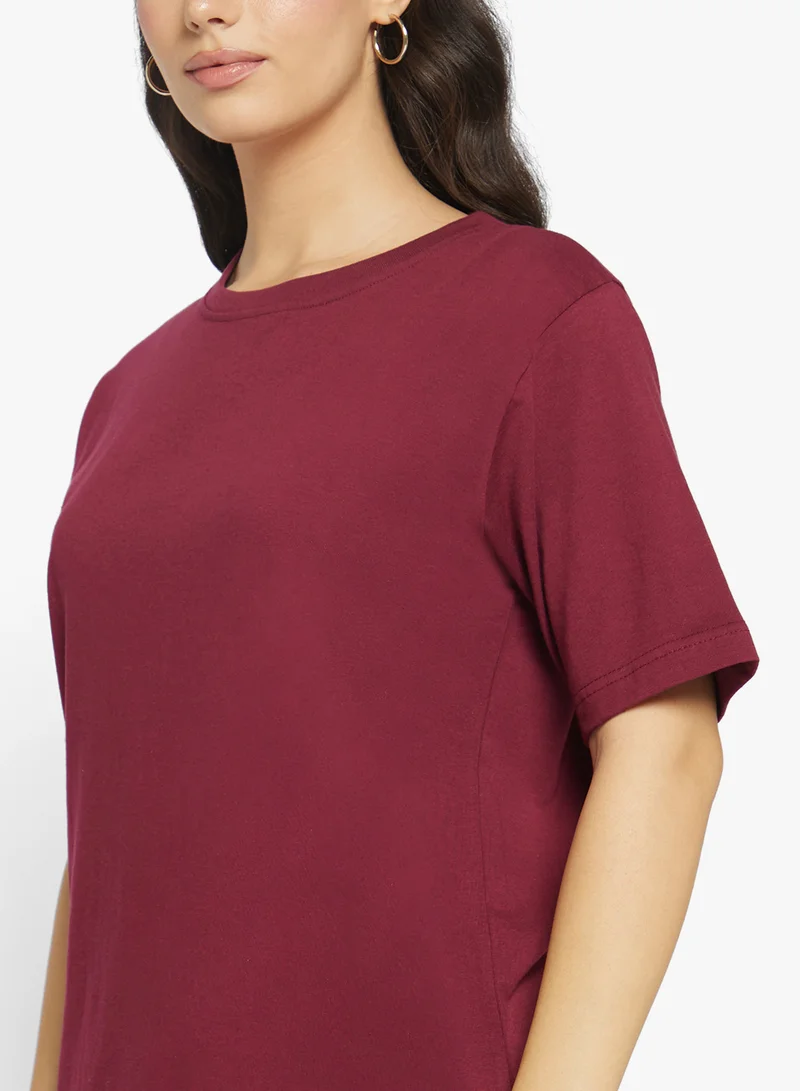 Ginger Basics Cotton Oversize Crew Neck T-shirt