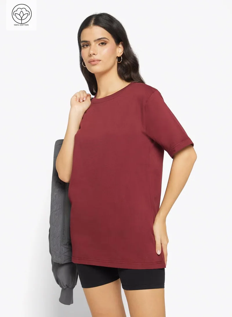 Ginger Basics Cotton Oversize Crew Neck T-shirt