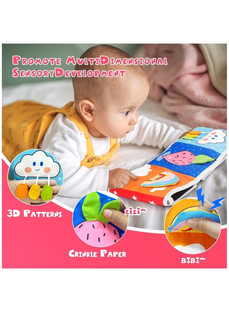 VIUAUAX Non-Toxic Fabric Educational Baby'S Soft Cloth Books, Baby toys 0-6-12 months boy girl gifts,infant tummy time toys 0-3-6 months, black and white high contrast soft baby books for 0-6 months, montessori senory toys for babies 6-12 months newborn toys, Cloth Book  Digital Printed Filled With Light Soft Filler For Kids - Image 3