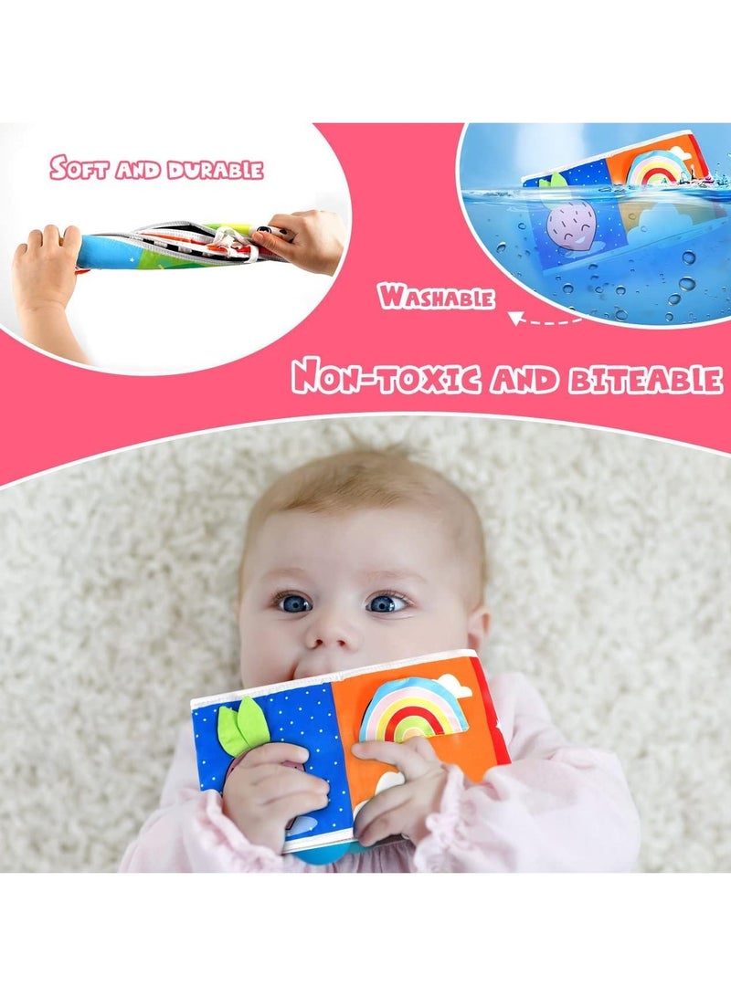 VIUAUAX Non-Toxic Fabric Educational Baby'S Soft Cloth Books, Baby toys 0-6-12 months boy girl gifts,infant tummy time toys 0-3-6 months, black and white high contrast soft baby books for 0-6 months, montessori senory toys for babies 6-12 months newborn toys, Cloth Book  Digital Printed Filled With Light Soft Filler For Kids - Image 5