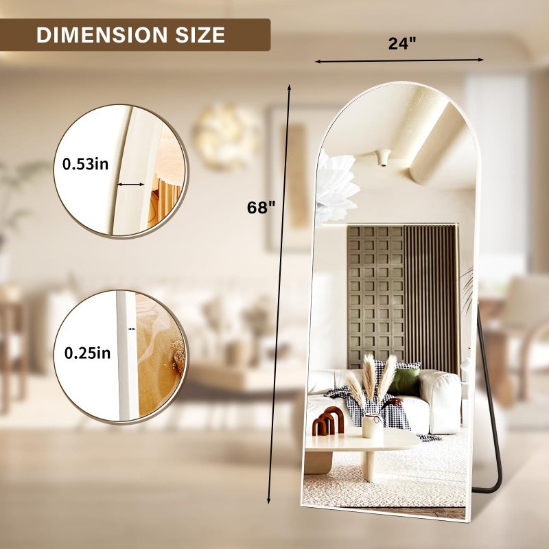 XRAMFY 24x68 Arched Full Length Mirror Floor Mirrors with Aluminum Alloy Frame Free-Standing Wall Mounted Floor Mirrors or Large Dressing Mirror, Silver Mirror Full Length - Image 5