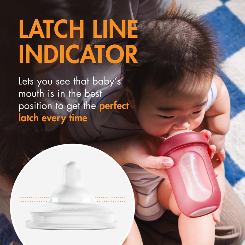 Boon Nursh Curve Silicone Baby Bottle Nipples - Platinum Food-Safe Silicone Bottle Nipples â€“ Medium Flow Nipples for Baby Bottles - Baby Bottle-Feeding Supplies - 3 Count - Image 4