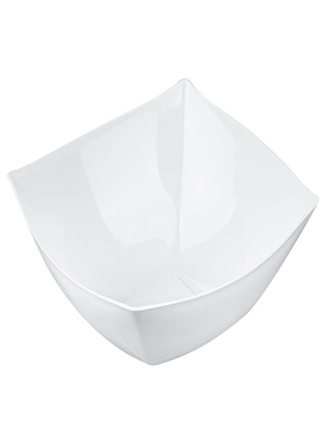 Restaurantware Moderna 8 Ounce Fancy Plastic Bowls 100 Square Disposable Salad Bowls - Durable Heavy-duty White Plastic Bowls For Warm And Cold Foods - Image 2