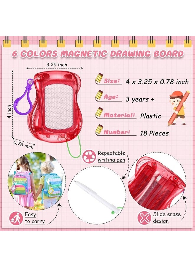Leinuosen 18 Pcs Mini Magnetic Drawing Board for Kids, Backpack Keychain Clip Drawing Boards, Sketch Erasable Doodle Birthday Party Favors Small Writing Mini Magnet Board for Classroom Rewards (Multi Colors)  - Image 4