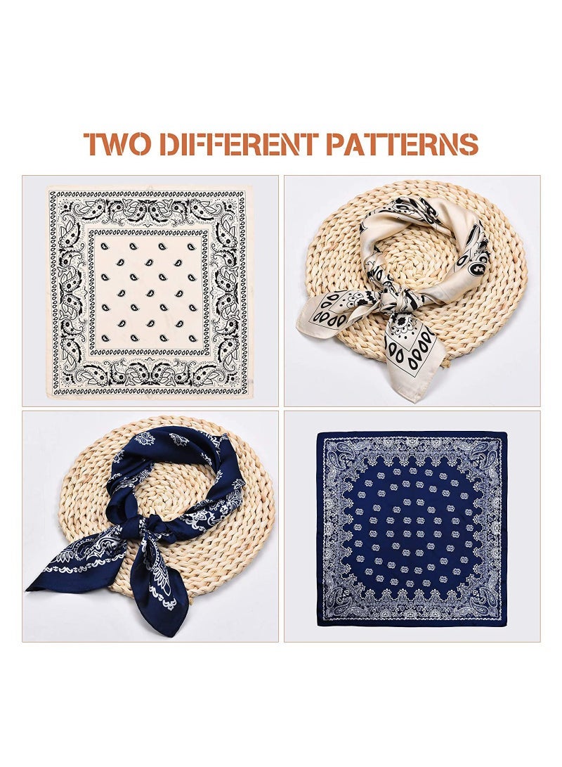 Feeling Satin Headband Scarves,  4 Pieces 27 Inch Bandana Boho Head Scarves for Women Girls, Fashion Trend Cool Scarf Neck Hair Head Scarf Bundle Bandana Gifts (Classic Pattern) - Image 3