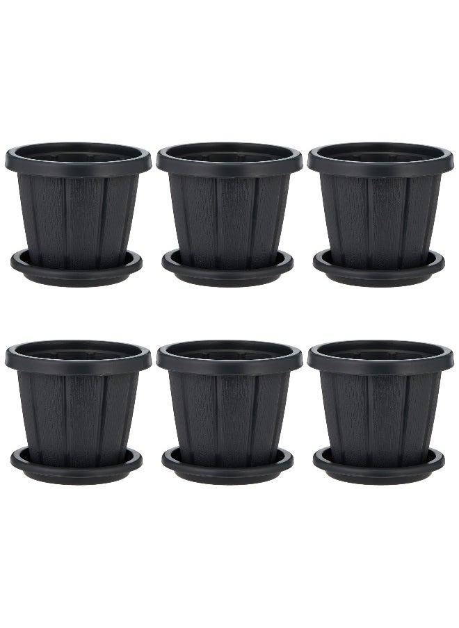 Cosmoplast Cedargrain Flowerpot set of 6 with Tray (Dark Grey)  - Image 2