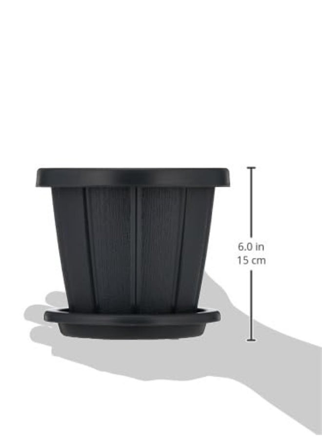 Cosmoplast Cedargrain Flowerpot set of 6 with Tray (Dark Grey)  - Image 4
