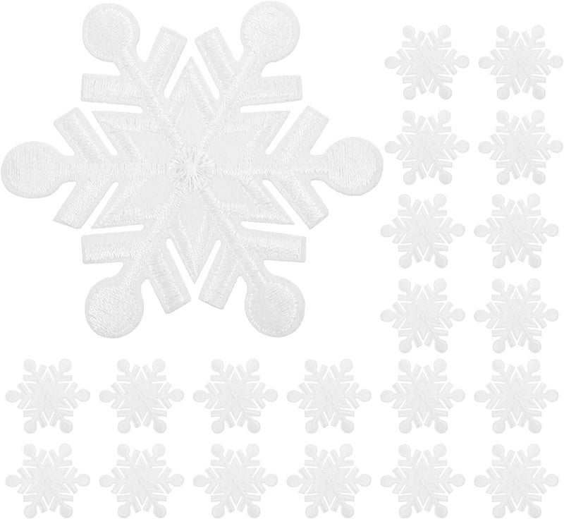 50pcs Iron-on Snowflake Embroidered Patches with Adhesive for DIY Clothing Decorations, Fabric Appliques for Sweaters, Hats, Jeans, and Holiday Crafts - Image 1