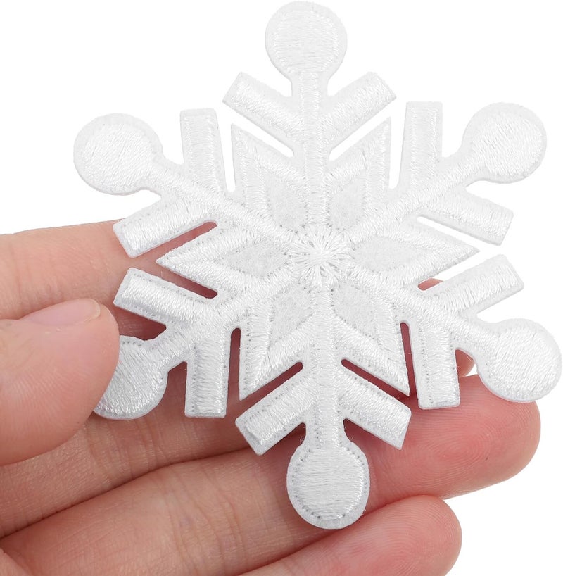 50pcs Iron-on Snowflake Embroidered Patches with Adhesive for DIY Clothing Decorations, Fabric Appliques for Sweaters, Hats, Jeans, and Holiday Crafts - Image 4