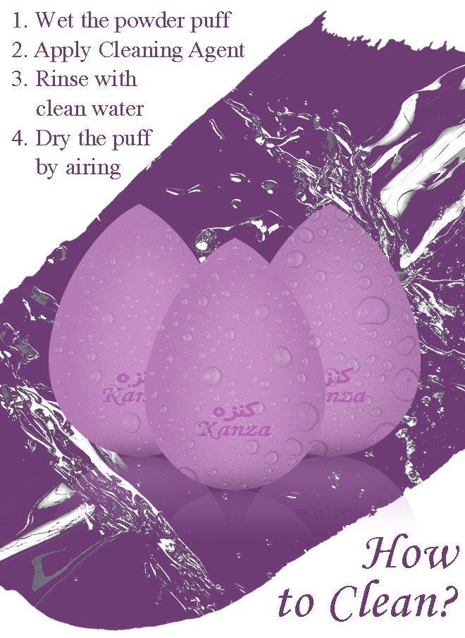 Kanza 6 Pcs Makeup Sponge Set Triangle Velvet puff and Beauty Blender Sponge Makeup Puff Set for Liquid Cream and Powder Make Sponge High Definition Set  - Image 3