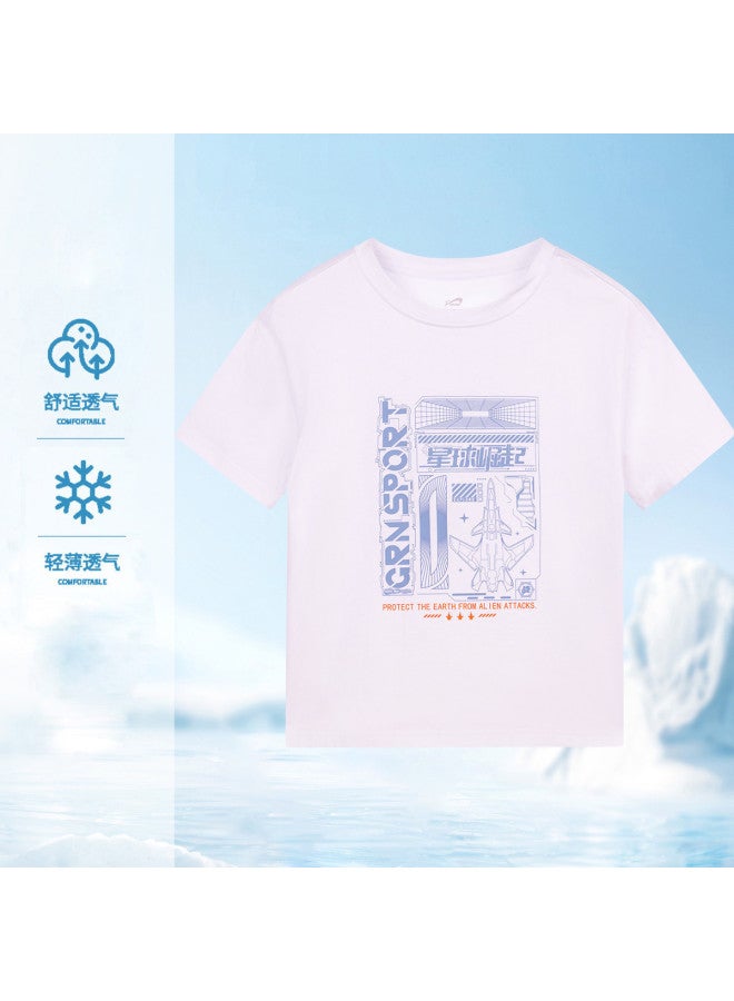 Noble bird Summer Boys' Short-sleeve Knitted Shirt, High-quality Cotton T-shirt, Round Neck, Dry And Cool, Stylish And Trendy Mecha Top - Image 2