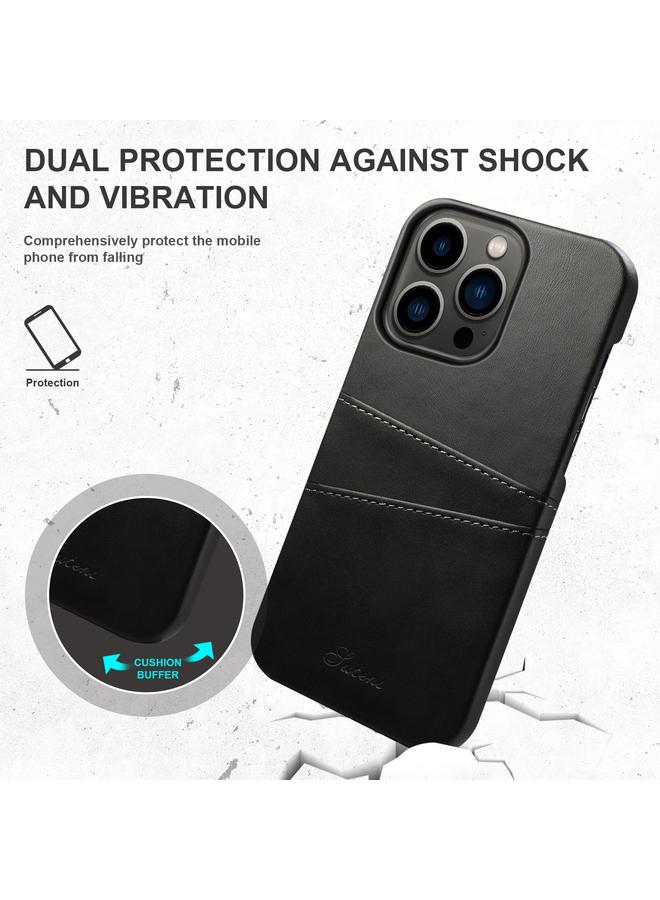 Suteni Case For iPhone 14 Pro Calf Texture Card Slots Phone Case - Image 3